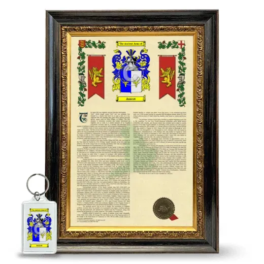 Asscot Framed Armorial History and Keychain - Heirloom