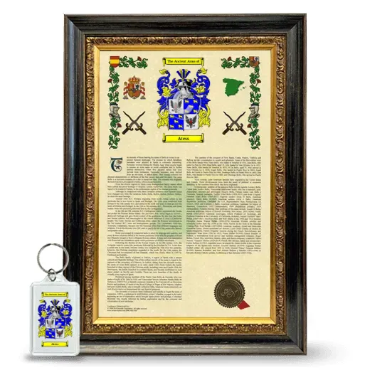 Atess Framed Armorial History and Keychain - Heirloom