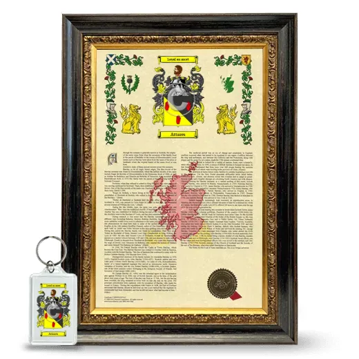 Attares Framed Armorial History and Keychain - Heirloom