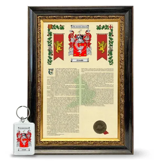Atwode Framed Armorial History and Keychain - Heirloom