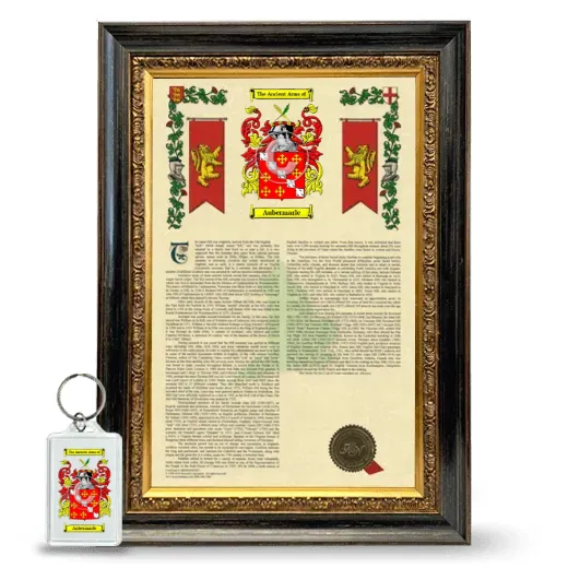 Aubermarle Framed Armorial History and Keychain - Heirloom