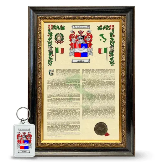 Audisio Framed Armorial History and Keychain - Heirloom
