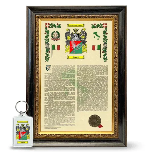 Aurach Framed Armorial History and Keychain - Heirloom