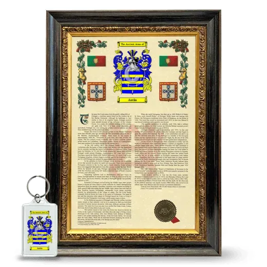 Autin Framed Armorial History and Keychain - Heirloom