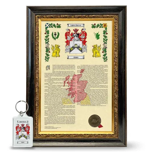Ayars Framed Armorial History and Keychain - Heirloom