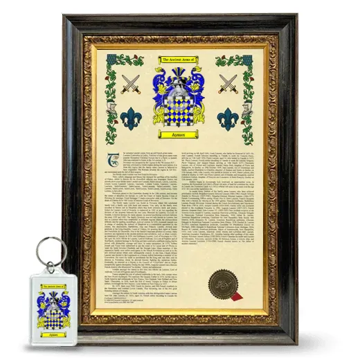 Aymer Framed Armorial History and Keychain - Heirloom