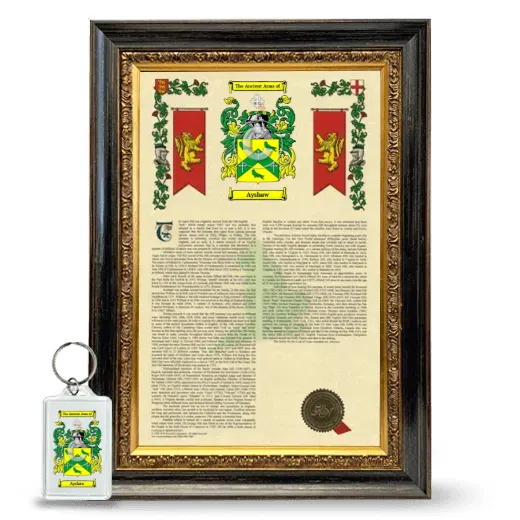 Ayshaw Framed Armorial History and Keychain - Heirloom