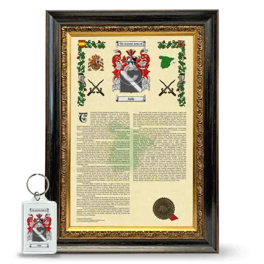 Aziz Framed Armorial History and Keychain - Heirloom