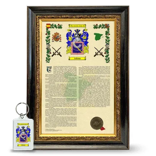 Azkona Framed Armorial History and Keychain - Heirloom