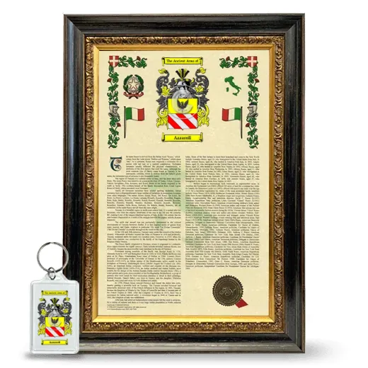 Azzaroli Framed Armorial History and Keychain - Heirloom