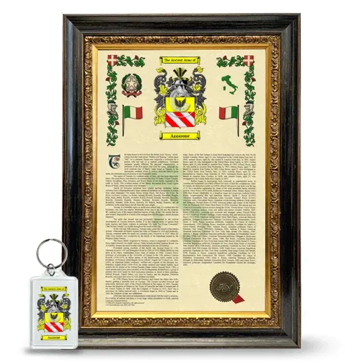 Azzarone Framed Armorial History and Keychain - Heirloom