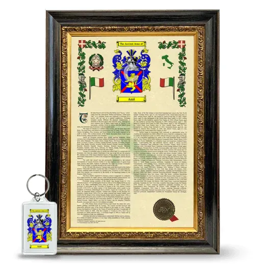 Azzi Framed Armorial History and Keychain - Heirloom