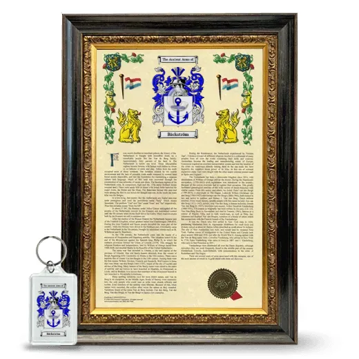 Bäckström Framed Armorial History and Keychain - Heirloom
