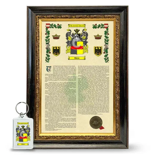 Börne Framed Armorial History and Keychain - Heirloom