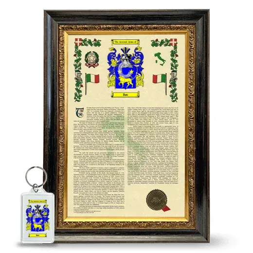 Bøe Framed Armorial History and Keychain - Heirloom