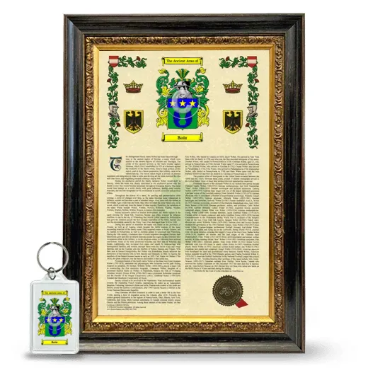 Baür Framed Armorial History and Keychain - Heirloom