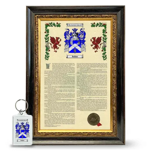 Badam Framed Armorial History and Keychain - Heirloom