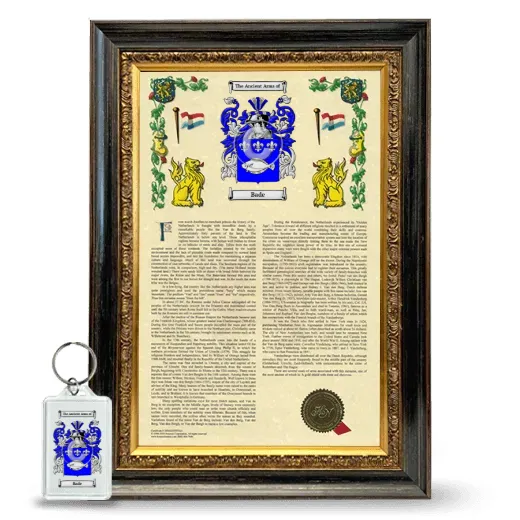 Bade Framed Armorial History and Keychain - Heirloom