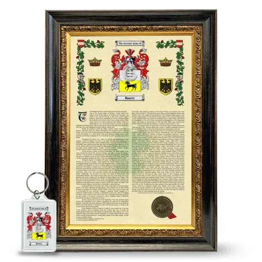 Baerty Framed Armorial History and Keychain - Heirloom