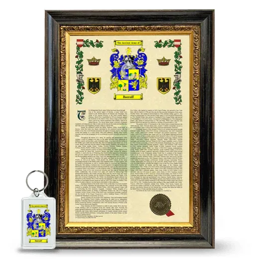 Baeruff Framed Armorial History and Keychain - Heirloom