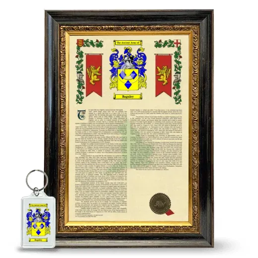 Baguley Framed Armorial History and Keychain - Heirloom