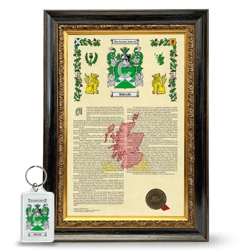 Balcaski Framed Armorial History and Keychain - Heirloom