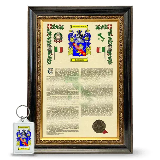 Baldacchi Framed Armorial History and Keychain - Heirloom