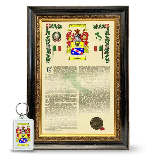 Baldane Framed Armorial History and Keychain - Heirloom