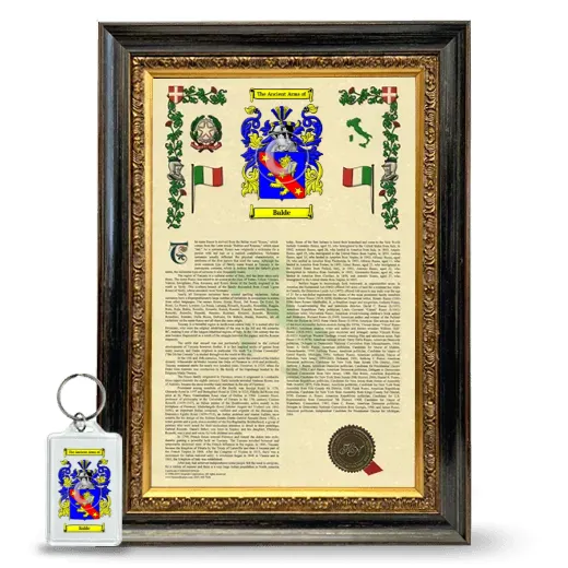 Balde Framed Armorial History and Keychain - Heirloom