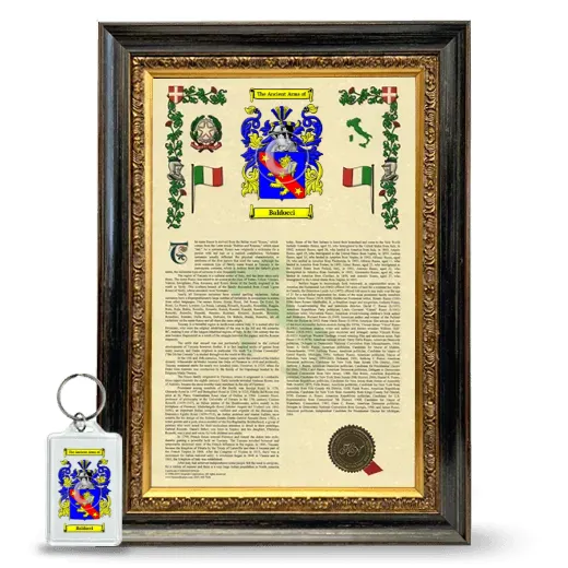 Baldocci Framed Armorial History and Keychain - Heirloom