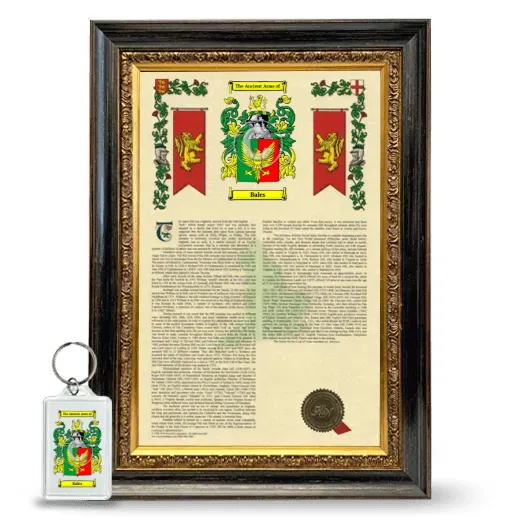 Bales Framed Armorial History and Keychain - Heirloom