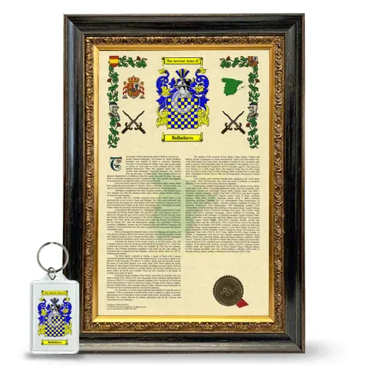 Balladares Framed Armorial History and Keychain - Heirloom