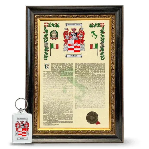 Ballandi Framed Armorial History and Keychain - Heirloom
