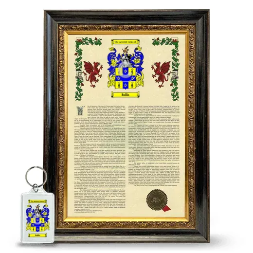 Ballis Framed Armorial History and Keychain - Heirloom