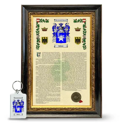 Baltzer Framed Armorial History and Keychain - Heirloom