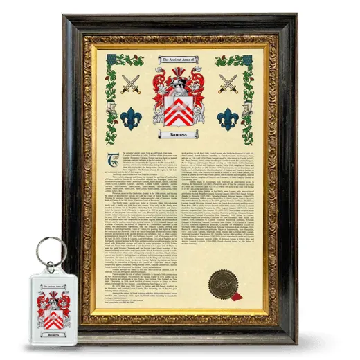 Banness Framed Armorial History and Keychain - Heirloom