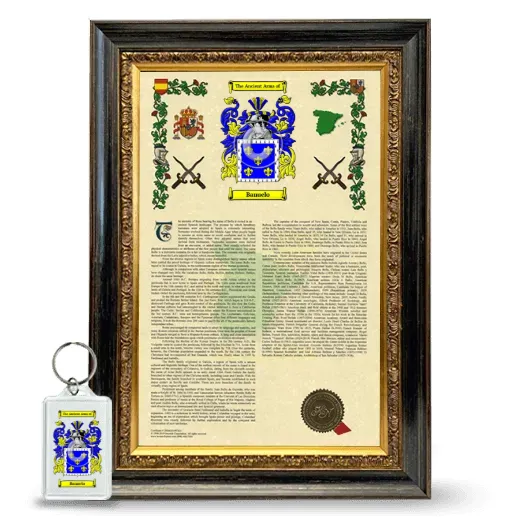 Banuelo Framed Armorial History and Keychain - Heirloom