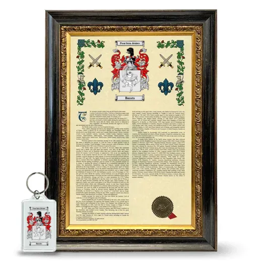 Barats Framed Armorial History and Keychain - Heirloom