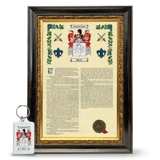 Baratt Framed Armorial History and Keychain - Heirloom