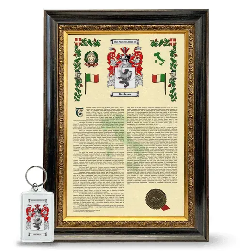 Barbetta Framed Armorial History and Keychain - Heirloom