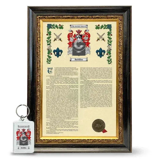Barbillon Framed Armorial History and Keychain - Heirloom