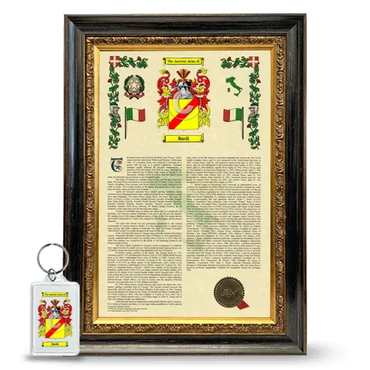 Bardi Framed Armorial History and Keychain - Heirloom