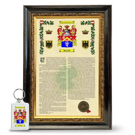 Barnarde Framed Armorial History and Keychain - Heirloom
