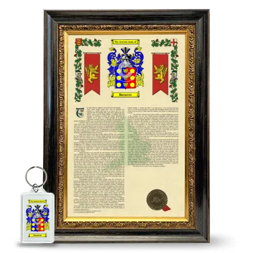 Barnecut Framed Armorial History and Keychain - Heirloom