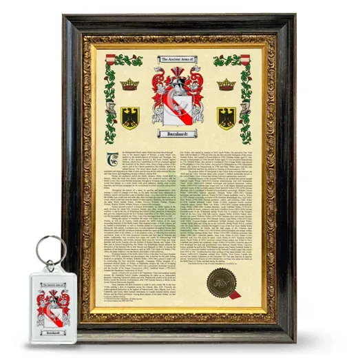 Barnhardt Framed Armorial History and Keychain - Heirloom