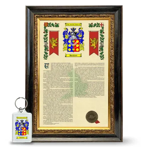 Barnicott Framed Armorial History and Keychain - Heirloom