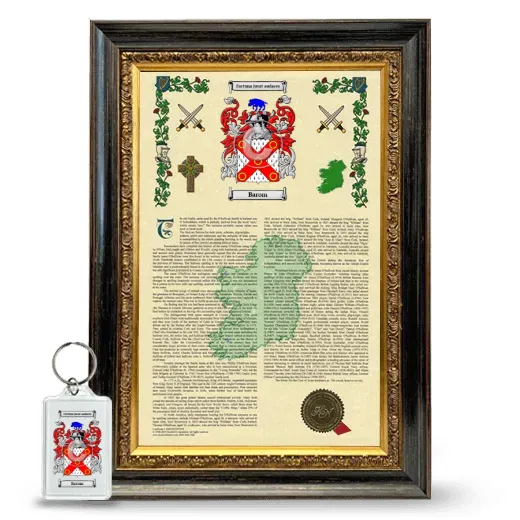 Barom Framed Armorial History and Keychain - Heirloom