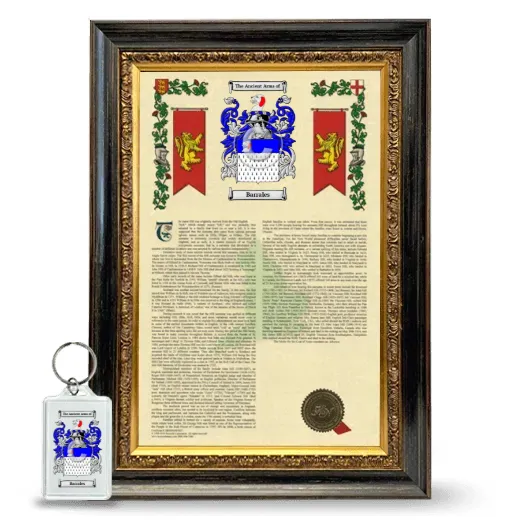 Barrales Framed Armorial History and Keychain - Heirloom