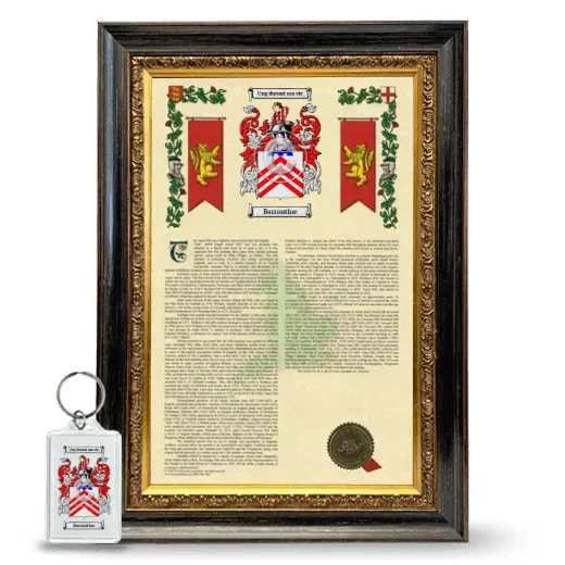 Barrantine Framed Armorial History and Keychain - Heirloom