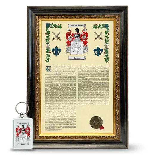 Barret Framed Armorial History and Keychain - Heirloom